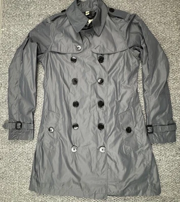 Women Burberry London Gray Double Breasted Short Trench Coat US Size 6 READ - Image 1 of 4