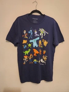 Disney Pixar Cast MENS Size Large Movies Squad Vintage TShirt in Blue - Picture 1 of 3