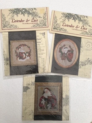 Lavender & Lace Victorian Designs Cross Stitch Patterns Santa’s 1989, 1990, 1993 - Image 1 of 4