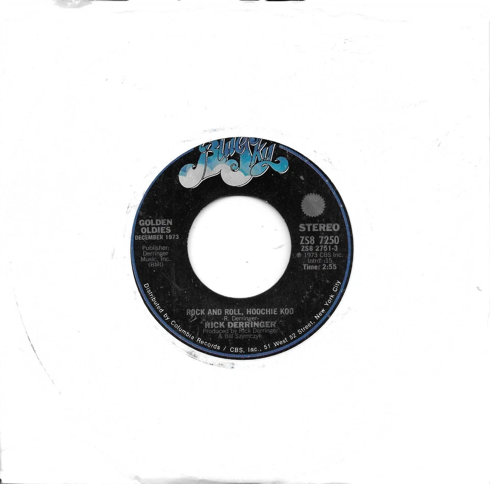 RICK DERRINGER  Rock & Roll Hoochie Koo / Hang On Sloopy 45 Foto 1 de 1
