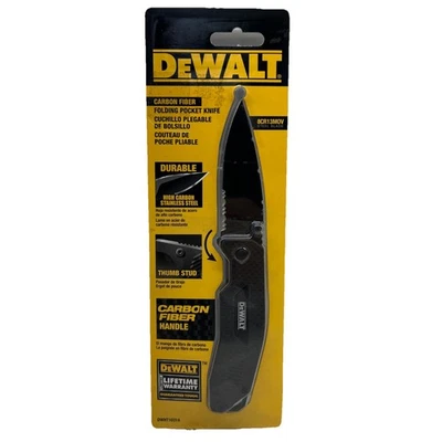 Dewalt Tools Carbon Fiber Handle Pocket Knife w/Clip & 8CR13MOV Blade #DWHT10314 - Image 1 of 4