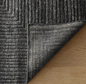 Handmade Modern Geometric Wool Rug | Charcoal Black Minimalist Living Area Rug - Picture 1 of 6