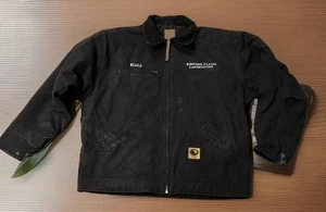 Men's Berne L Jacket Black Detroit Style Canvas Work Fleece Lined Workwear Logo - Picture 1 of 11