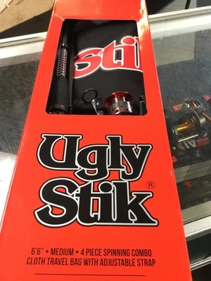 Ugly Stik 6”6 Spinning Reel Rod Combo 4-Piece Travel Kit WITH TRAVEL BAG NEW - Image 1 of 3