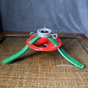 Vintage Christmas Tree Stand Metal🎄🎄🎄Classic Retro Red & Green - Picture 1 of 3