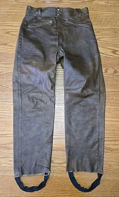 Harley Davidson Vtg 60's Leather Riding Pants Womans Sz 10 Motorcycle Biker - Image 1 of 4