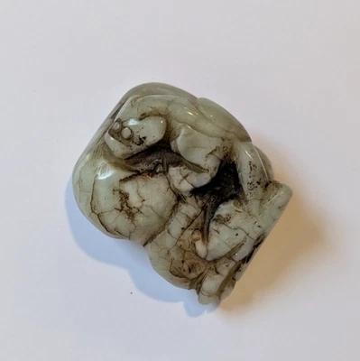 Old Chinese Dynasty Hetian Jade Carved Auspicious Beast Amulet Pendant 1.75 inch - Image 1 of 4