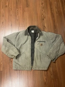 VTG Carhartt Detroit Jacket Men’s XL J97 DES “Desert” Beige Blanket Lined - Picture 1 of 8