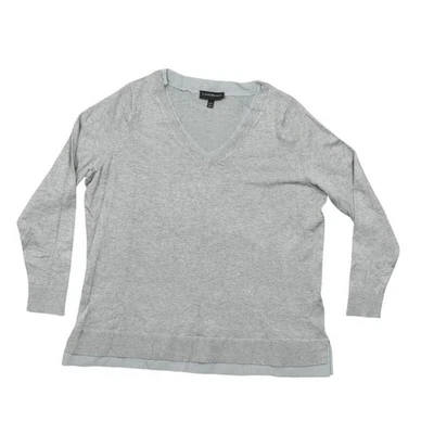 Lane Bryant Gray Pullover Sweater Plus Size 22/24 V Neck Long Sleeve Soft - Image 1 of 4