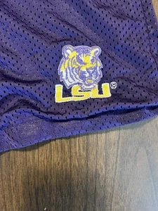 Vintage LSU Tigers Embroidered Mesh Drawstring Pockets Athletic Shorts Mens L - Picture 1 of 11