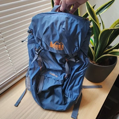 REI Co-Op Flash 22 Lightweight Backpack Day Pack Hiking Frameless Blue Orange  - Image 1 of 4