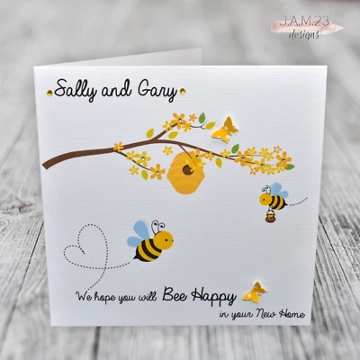 Personalised New Home House Card ' Bee Happy '
