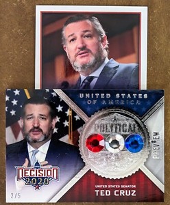 2022 Decision 2020 Senator TED CRUZ #PG-78 2/5 PREVIEW Political Gems Card