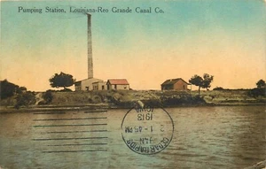 Postal 25-2205 de la estación de bombeo de San Juan Texas 1912 Louisiana Reo Grande Canal - Imagen 1 de 2