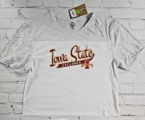 Iowa State Cyclones NCAA SS Cropped Mesh Jersey Tee T-Shirt Women L NEW - Picture 1 of 10