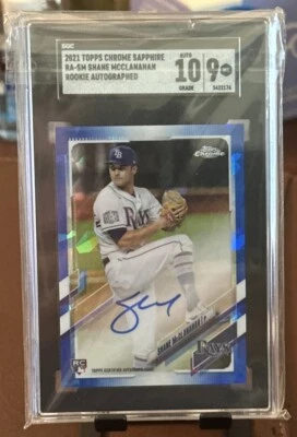 2021 Topps Chrome Sapphire Shane McClanahan #RA-SM Auto RC SGC 9/ 10 Auto - Image 1 of 2