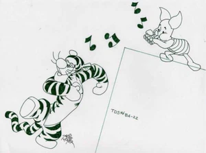 Lechón y Tigre - Mike ROYER - Dibujo Original Firmado a Mano (DISNEY) - Imagen 1 de 1