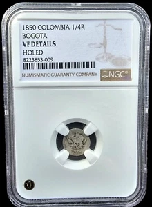 1850 1/4 Real Colombia Silver Coin Bogotá Mint NGC VF Details ¡VERY RARE SCARCE! - Picture 1 of 4