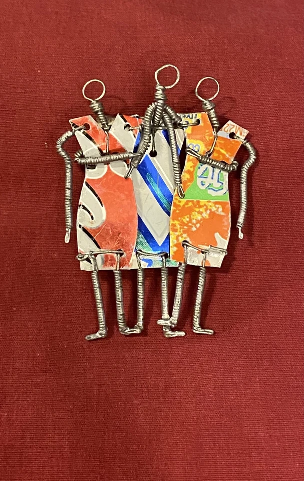 Three Sisters Pin Upcycled Recycled Colorful Aluminum Can Modern Folk Art - Изображение 1 из 2