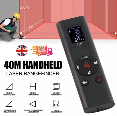 Handheld Mini 40M Digital Laser Point Distance Meter Measure Tape Range Finder - Image 1 of 4