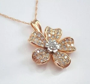 2Ct Round Cut Lab-Created Diamond Women's Flower Pendant 14K Yellow Gold Plated - Picture 1 of 5