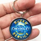 Vintage Chevrolet Super Service Chevy Neon Photo bowtie Keychain Reproduction