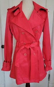 Maurices Womens Red Short Trench Coat Double Breasted Lined Button Down Size M - Picture 1 of 18