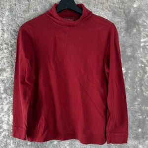 LL Bean Size M Turtleneck Casual Top Red Long Sleeve Cotton Pullover - Picture 1 of 9