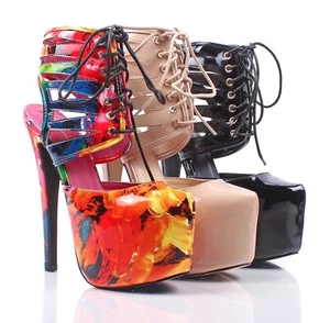 Sexy Lace Up Ankle Strap Stilettos Round Toe Platform Womens High Heels Shoes - Picture 1 of 22