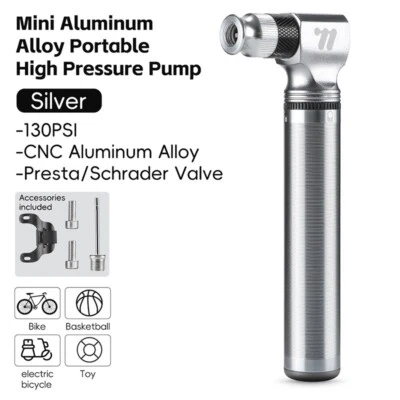 WEST BIKING Bicycle Pump Aluminum Schrader Presta Valve Ball Inflator 130PSI - Image 1 of 4