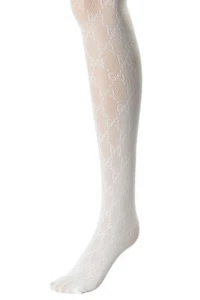 Gucci Women's White Guccisima Print Stretch Pantyhose Tights Size Small - Picture 1 of 2
