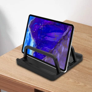2 Slot Vertical Laptop Stand Anti-Slip Holder for Computer Tablet Phone (Black) - Afbeelding 1 van 11