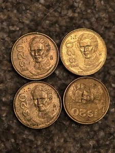 Lot of *FOUR* 1980's Mexican 20 Centavos Coins - Great GEMS of Mexicana! - Picture 1 of 2