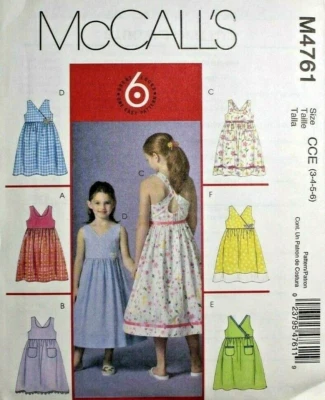 McCall's 4761 Girls Dress Mid-Calf Length Sewing Pattern in 6 styles 3-4-5-6 OOP - Image 1 of 2