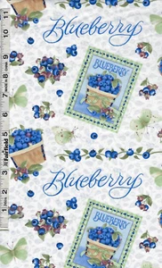 White Blue Allover Blueberries Cards Berrylicious by Henry Glass bty - Picture 1 of 1