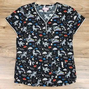 Koi Limited Edition Woman's Unicorn Scrub Top Size S Medical Rainbows - Picture 1 of 8