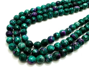 Cuentas de piedras preciosas redondas facetadas de jaspe púrpura verde de 8 mm RNF132-26 - Imagen 1 de 3