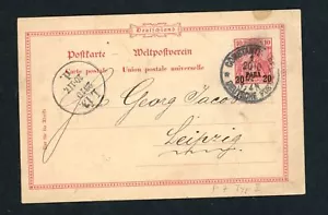 Oficinas de correos alemanas en el extranjero Turquía entero a Leipzig 1902 - Imagen 1 de 2