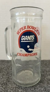 New York Giants VTG Fisher Nuts Glass Super Bowl XXI Champions Stein Promo - Picture 1 of 6