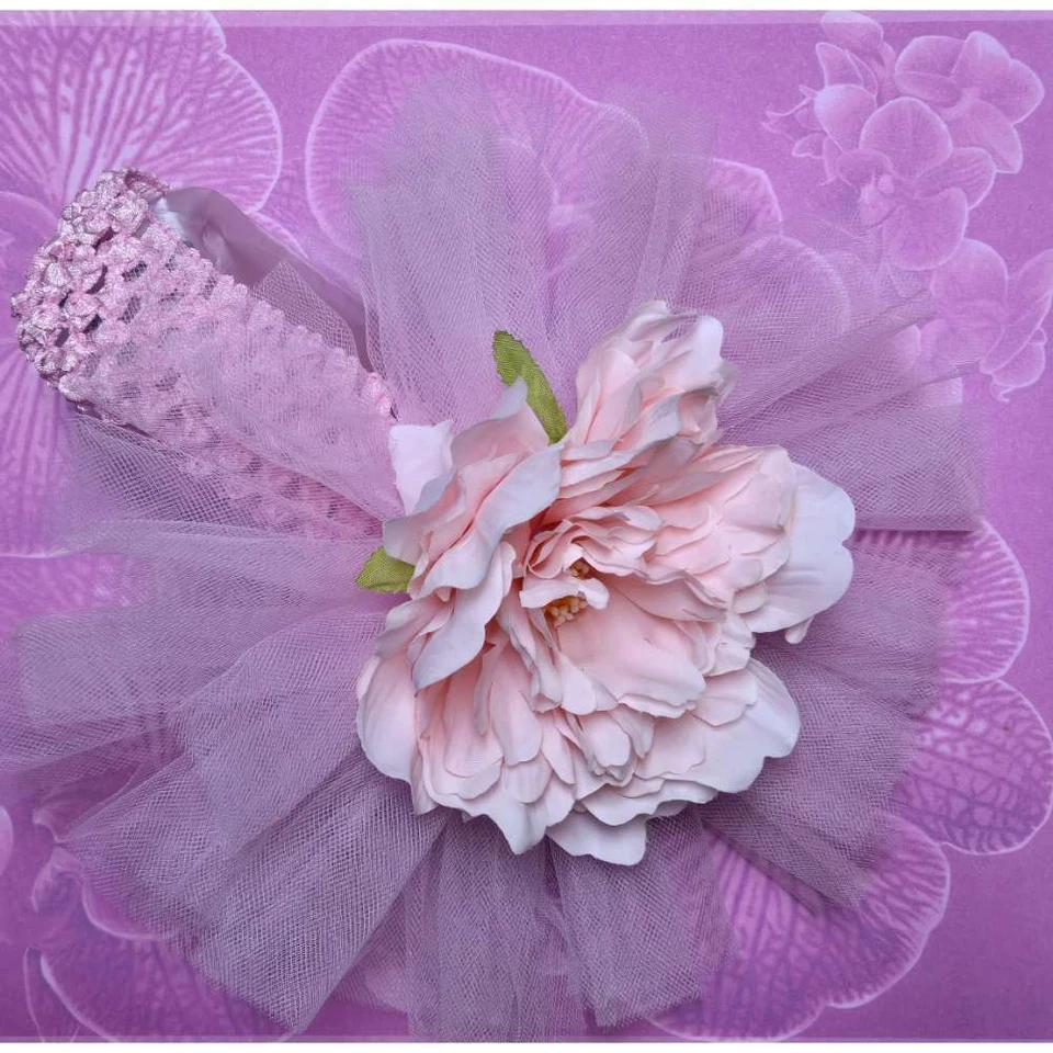 Mud Pie Little Girl Baby Pink Ballerina Plain Tulle Puff Headband 171938