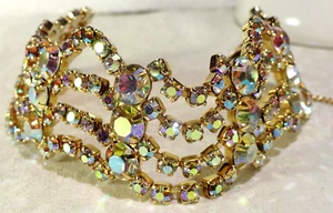 VTG AMAZING UNSIGN WEISS FIERY AB RS 4-DRIPPY STRANDS WIDE BRACELET - Picture 1 of 6