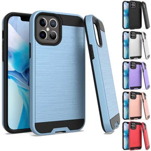 Für Apple iPhone 12/12 Pro 6,1" Hülle Gebürstete Textur Stoßfest Cover + Hebelwerkzeug - Bild 1 von 13