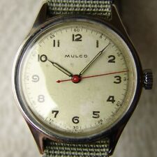 VINTAGE 34 mm MEN'S WWII PERIOD MULCO MILITARY WRISTWATCH GOOD CONDITION