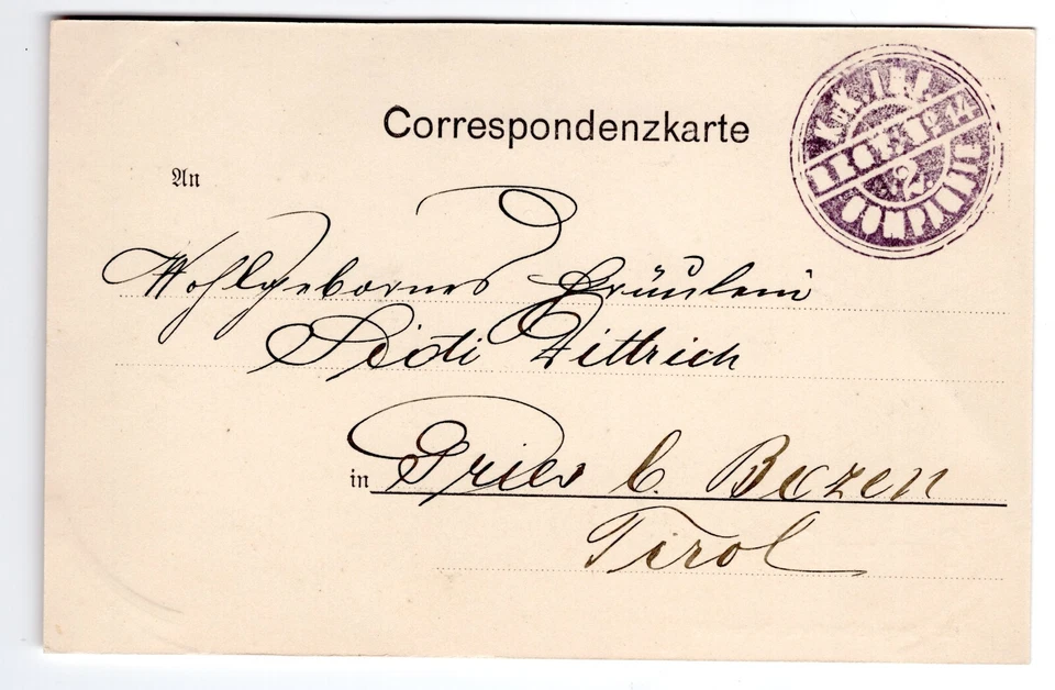 Austria Very Rare KUK Inf. Regi. Nr 14 Negative Stamp Gruss Aus Gries Postcard - Image 1 of 2