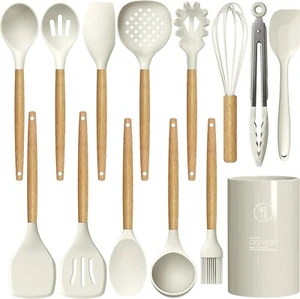 14 Piece Silicone Kitchen Utensil Set Heat Resistant Non-Scratch Cooking Tools - Picture 1 of 8