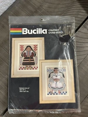 Kit de punto de cruz contado Bucilla INDIAN DOLLS #40152 Muñecas nativas americanas nuevas de stock Foto 1 de 4