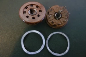 2 Ea USA 8 PIN Amphenol Loctal Vacuum Tube Socket w/ Rings Brown Missing Pin - Picture 1 of 2