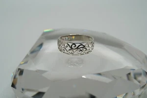 Anillo recortado floral vintage de plata de ley talla 9 - Imagen 1 de 6