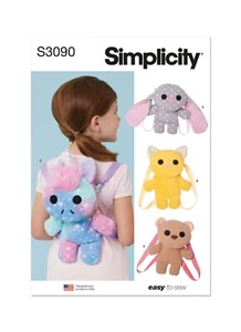 Mini zaini animali Simplicity Easy CUCIRE PATTERN S3090 - Foto 1 di 7