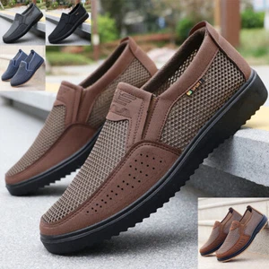 Herren Leder Slipper Wandern Boot Deck Leger Fahren Mokassin Halbschuh Schuhe Größe - Bild 1 von 25
